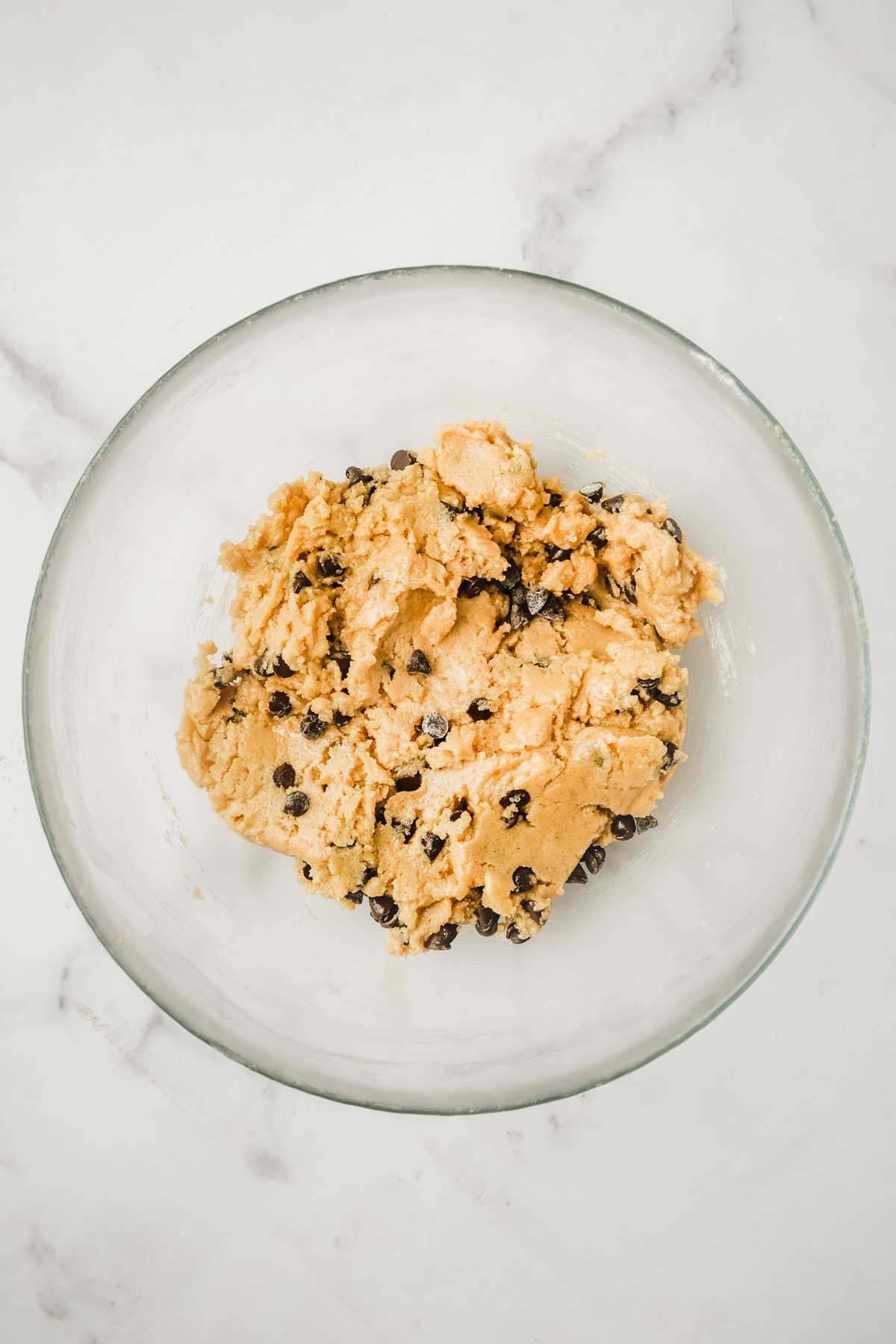 Large bowl with  chocolate chip edible cookie dough