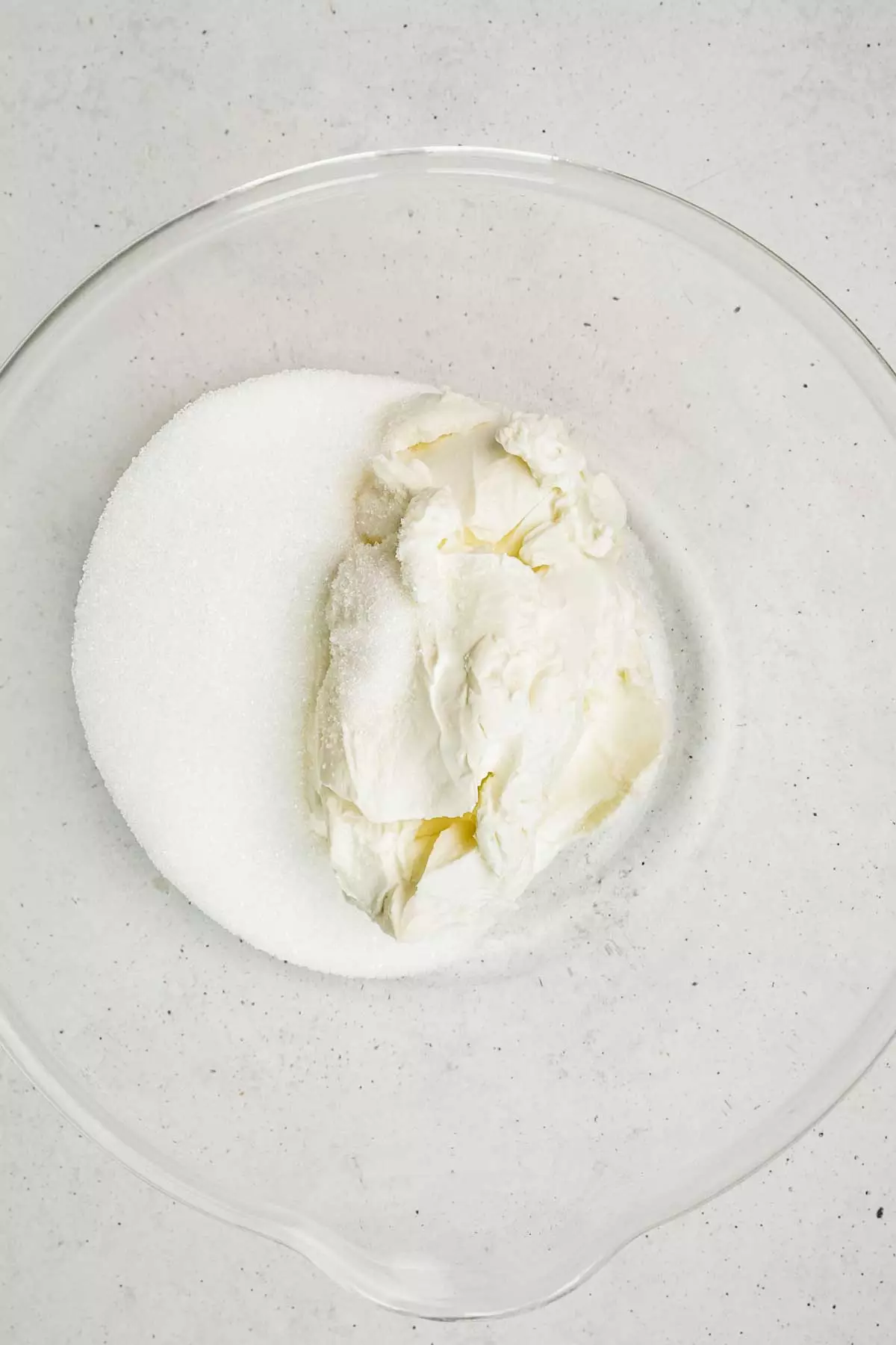 Large bowl with cream cheese and sugar