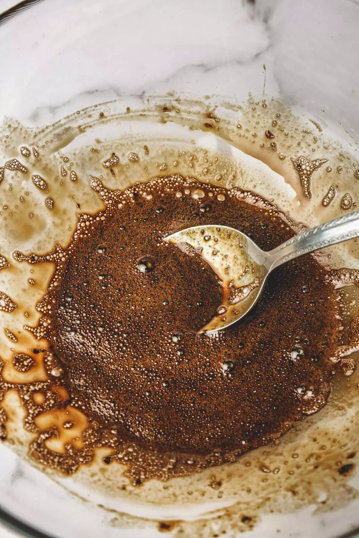 Bowl with instant coffee and water
