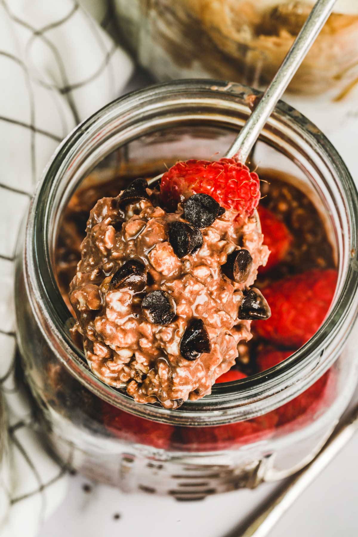 Bocal avec overnight oats au chocolat