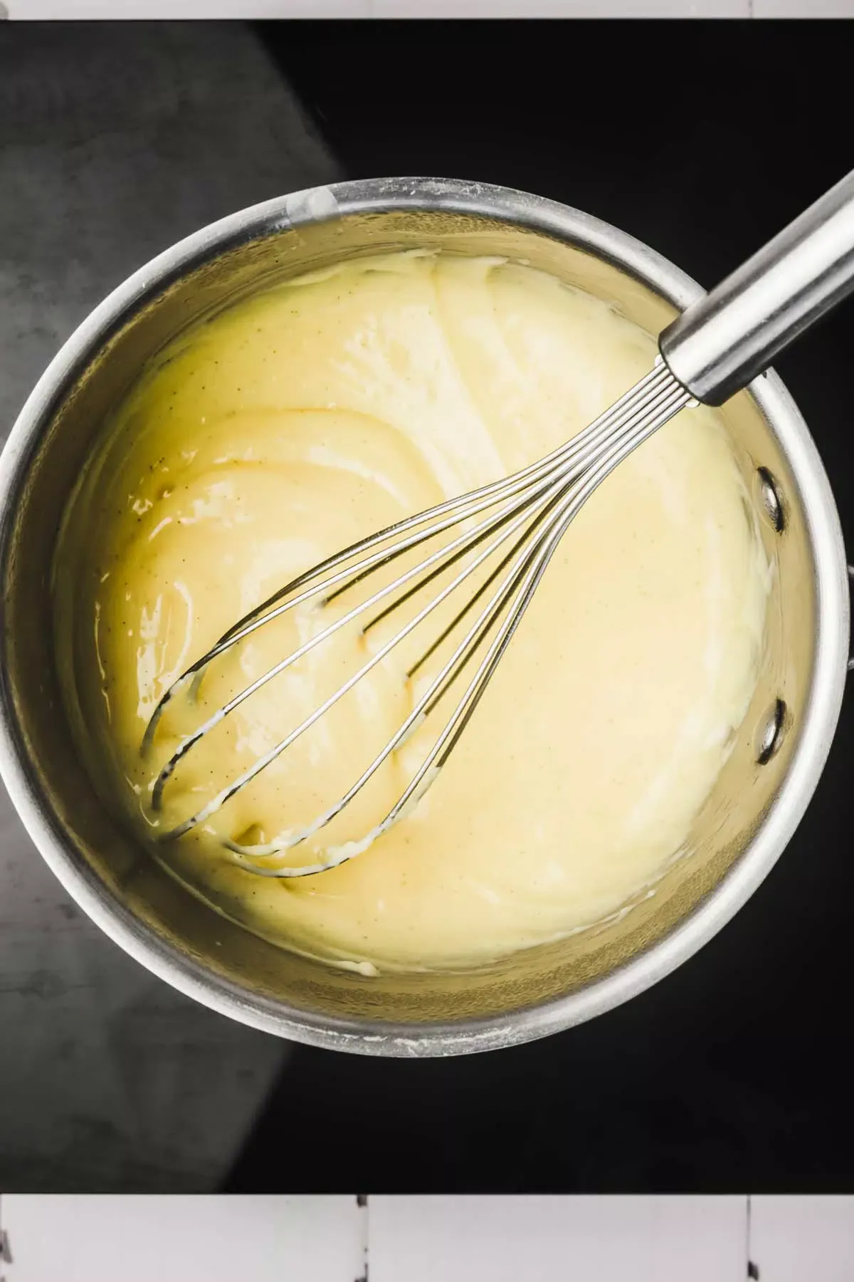 Pastry cream in a saucepan