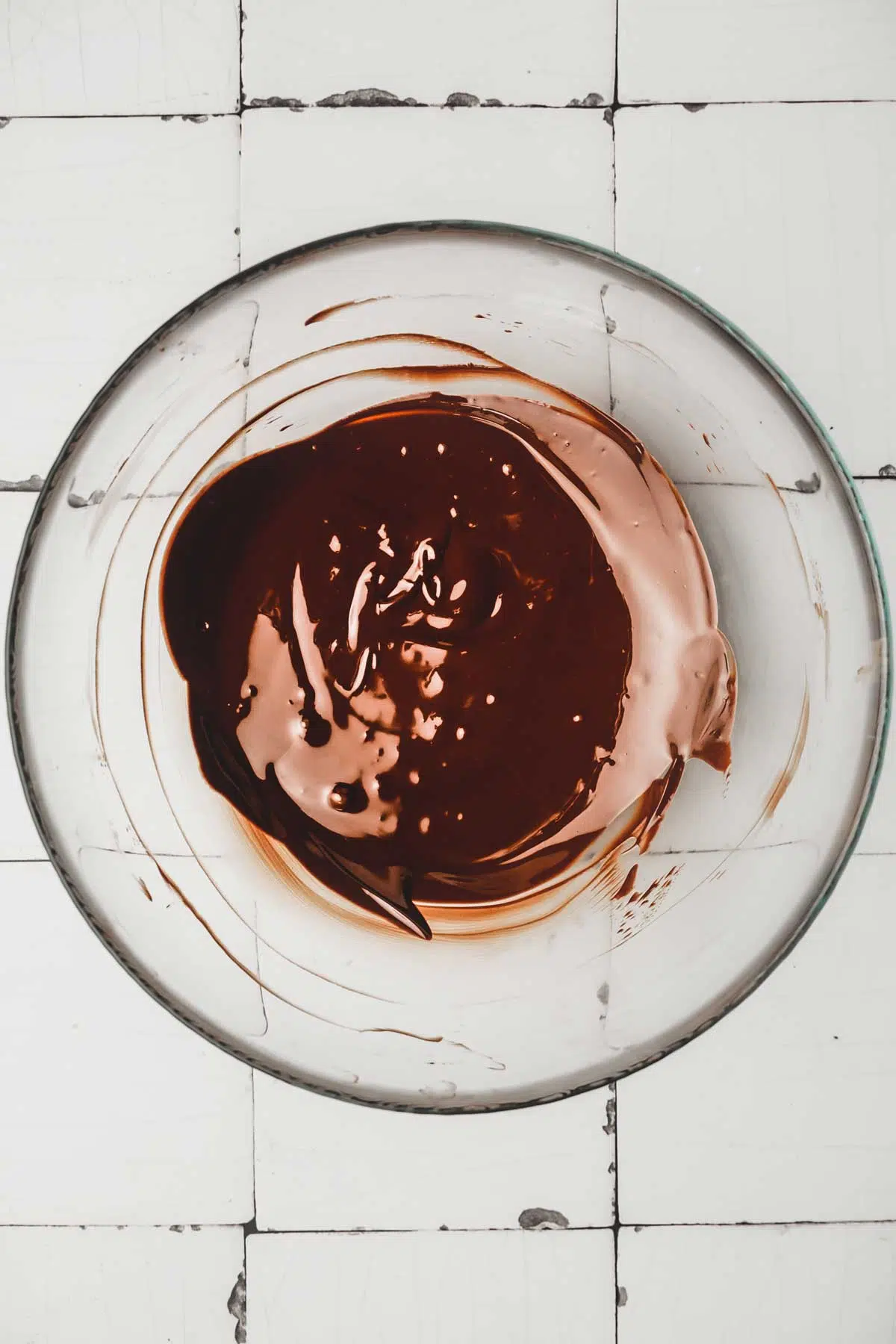 chocolate ganache on a medium bowl