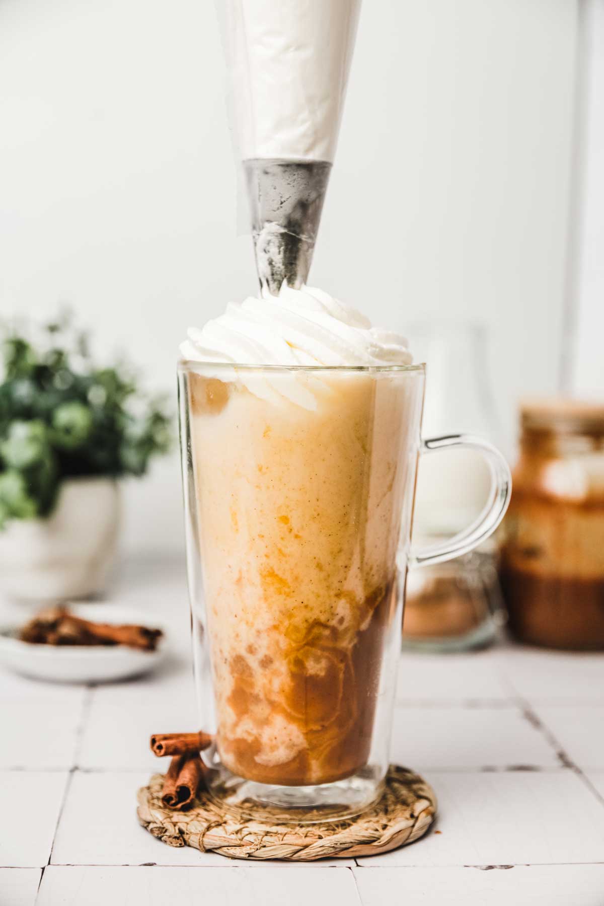 glass with iced latte