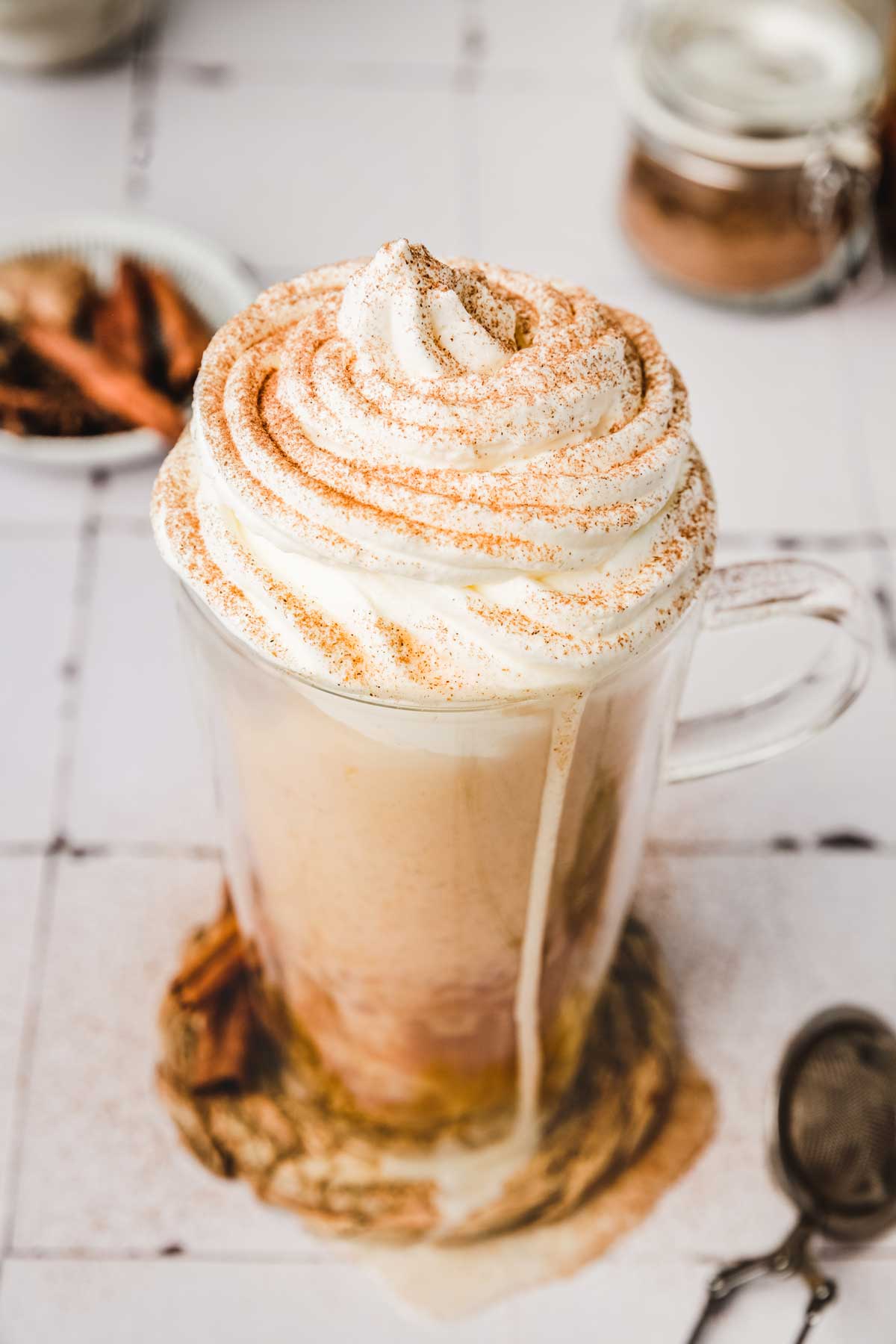 iced pumkin latte on a glass