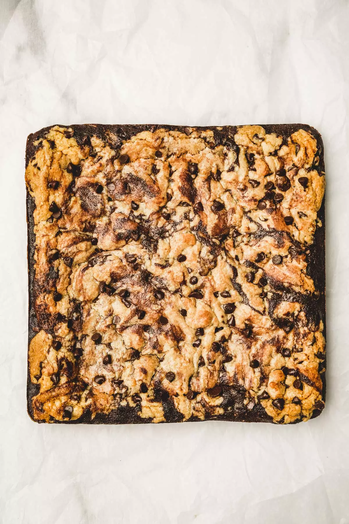 Brookie on table before cutting