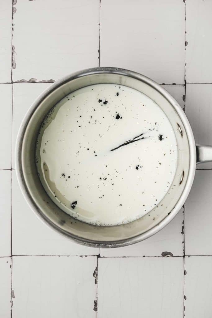 Milk and vanilla in a saucepan