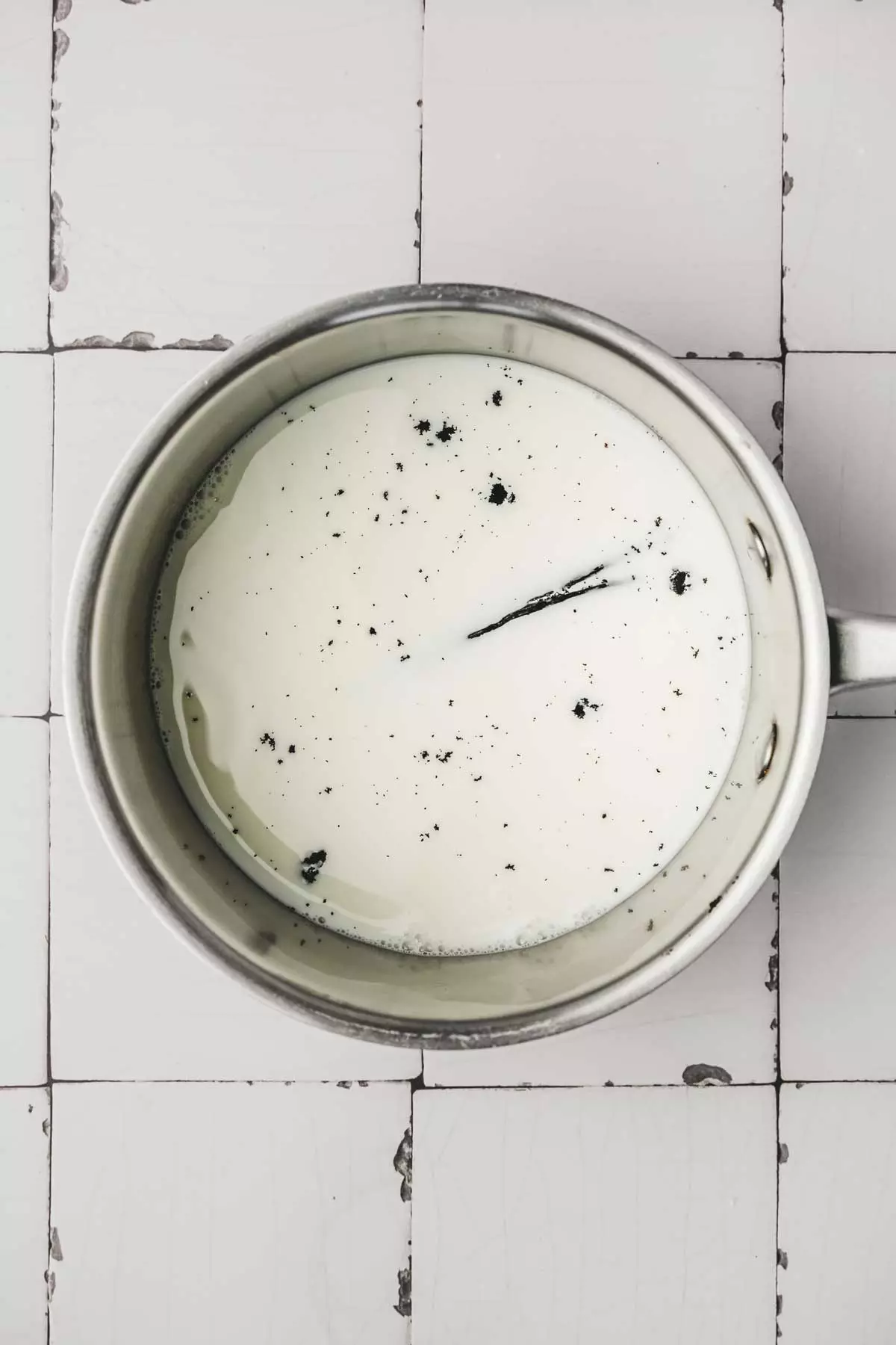 Milk and vanilla in a saucepan