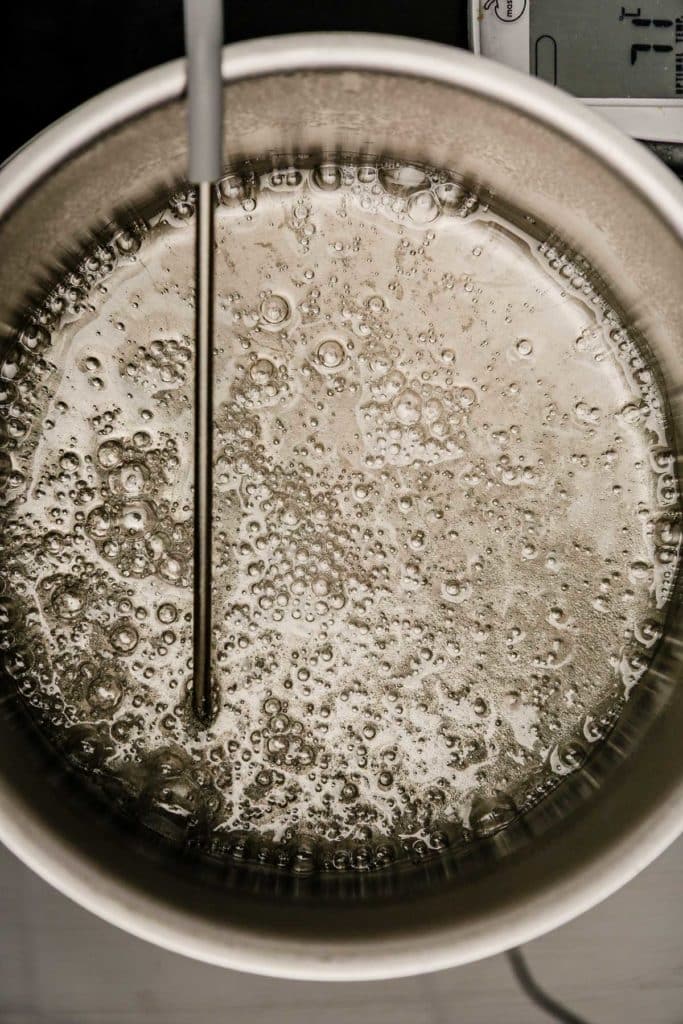 saucepan with sugar syrup
