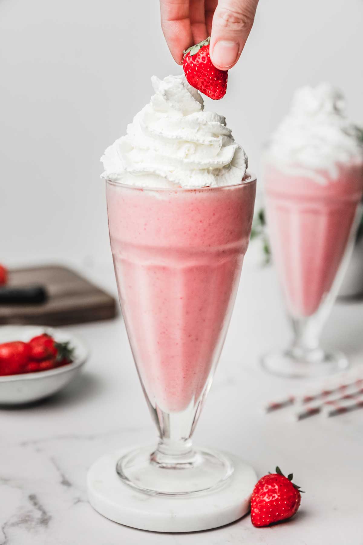 Chantilly on a large glass filled with milkshake