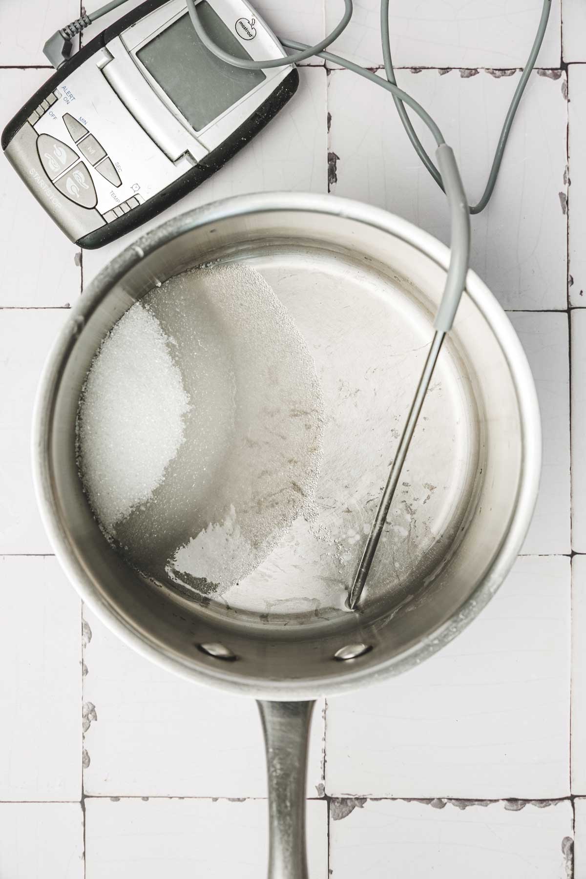 Saucepan with sugar syrup