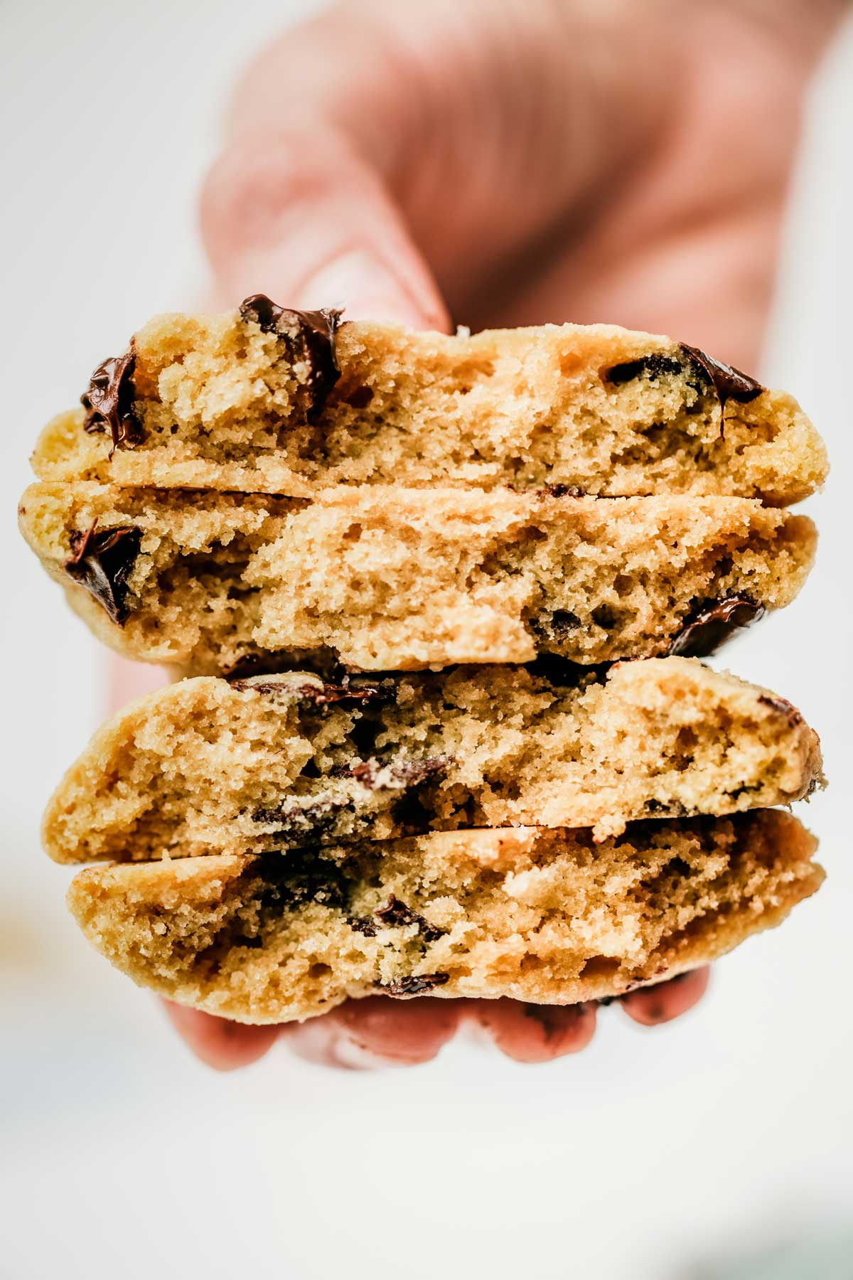 Stack of chocolate chip gluten free cookies