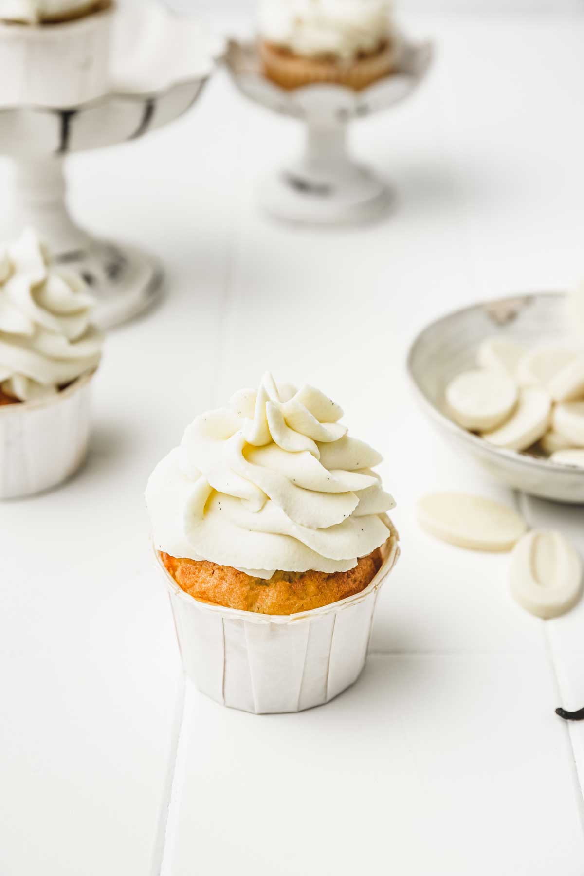 Cupcake topped with vanilla frosting