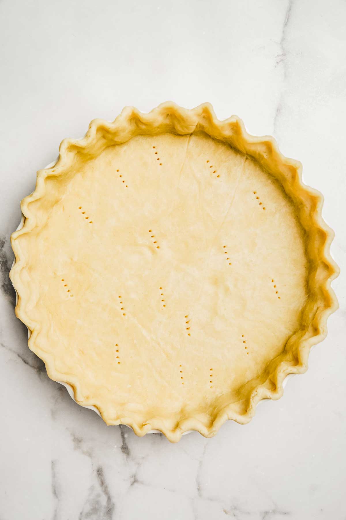 Pie shell on a pie pan