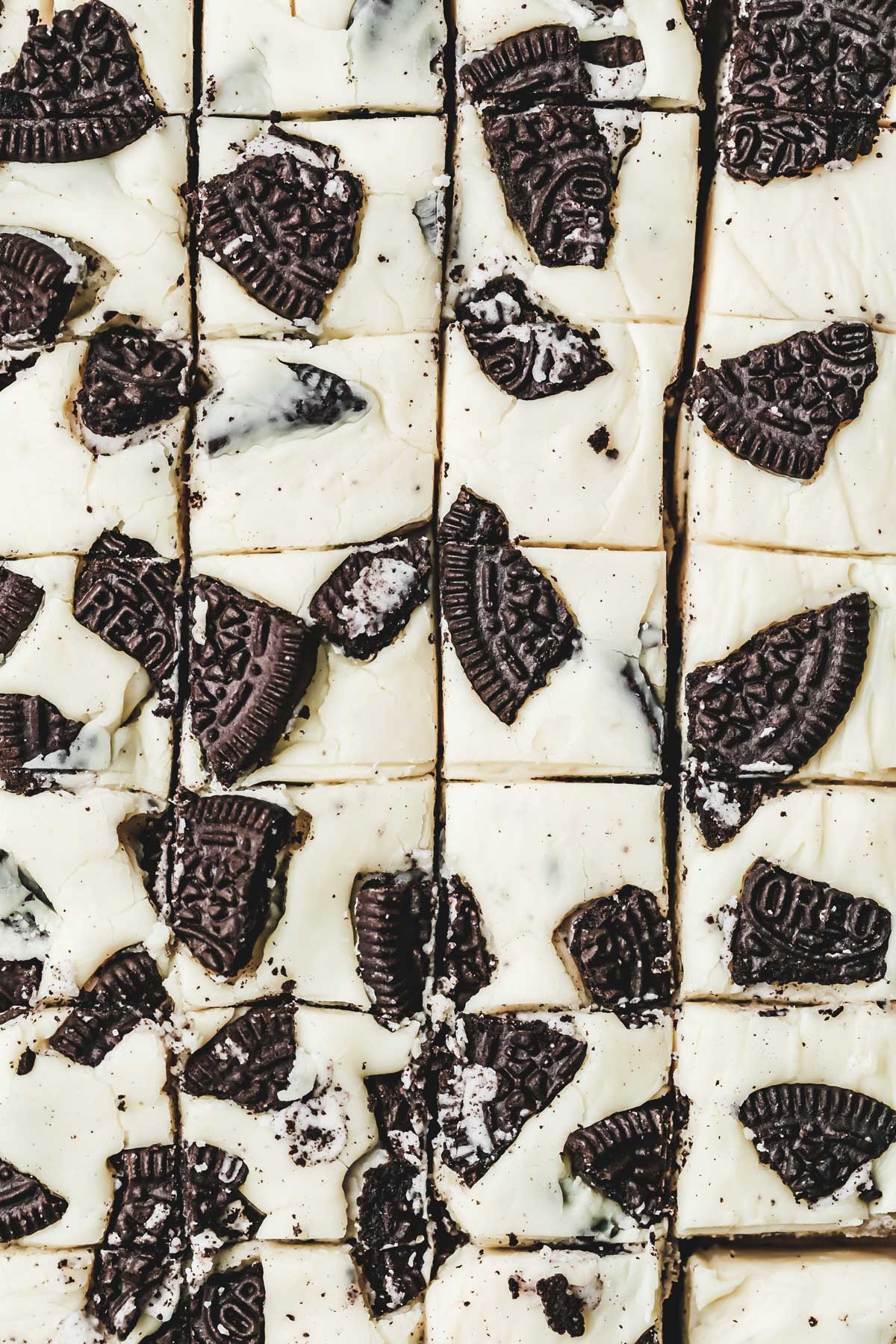 Oreo fudge cut into squares