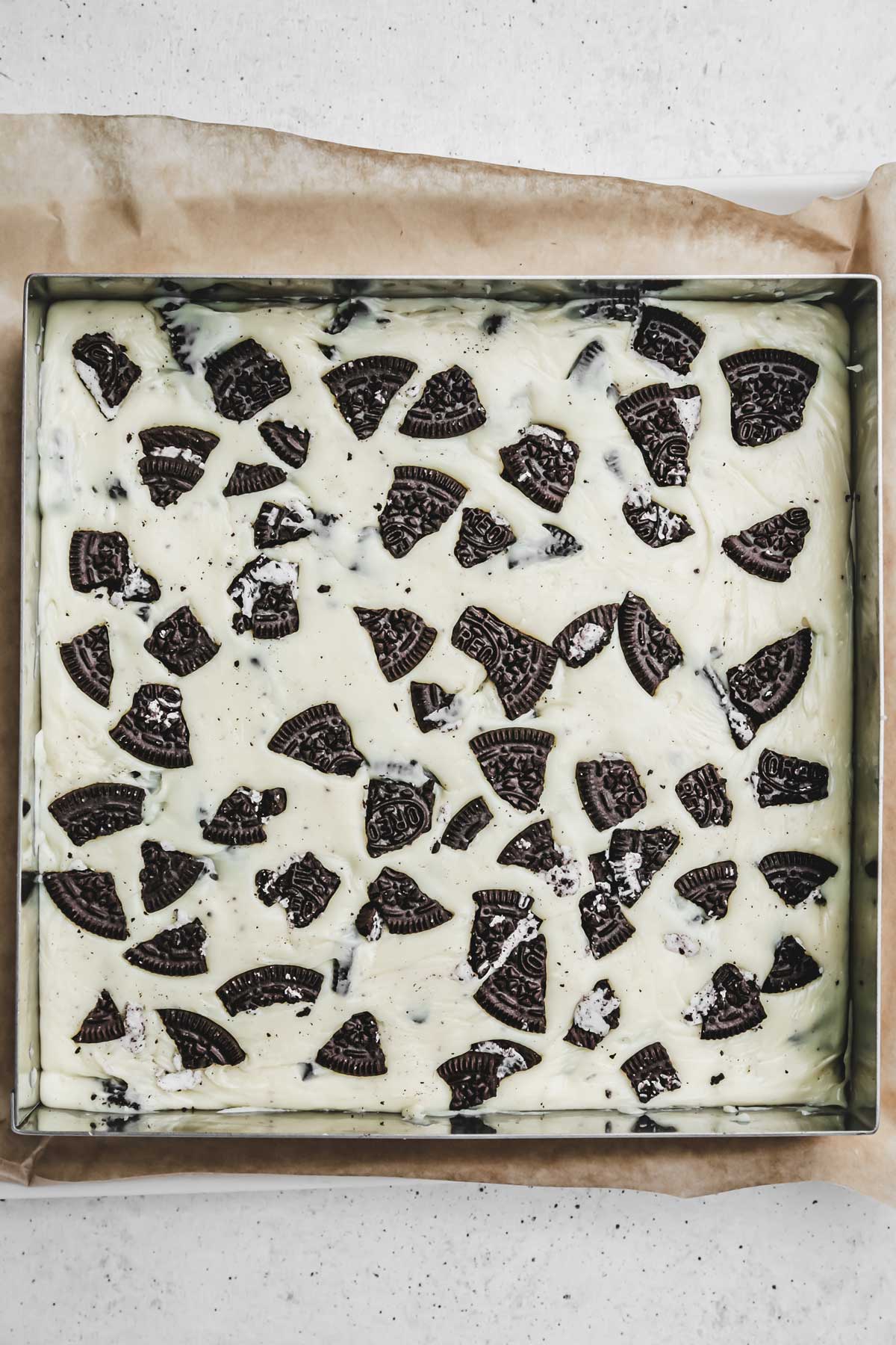 Oreo fudge on a pan