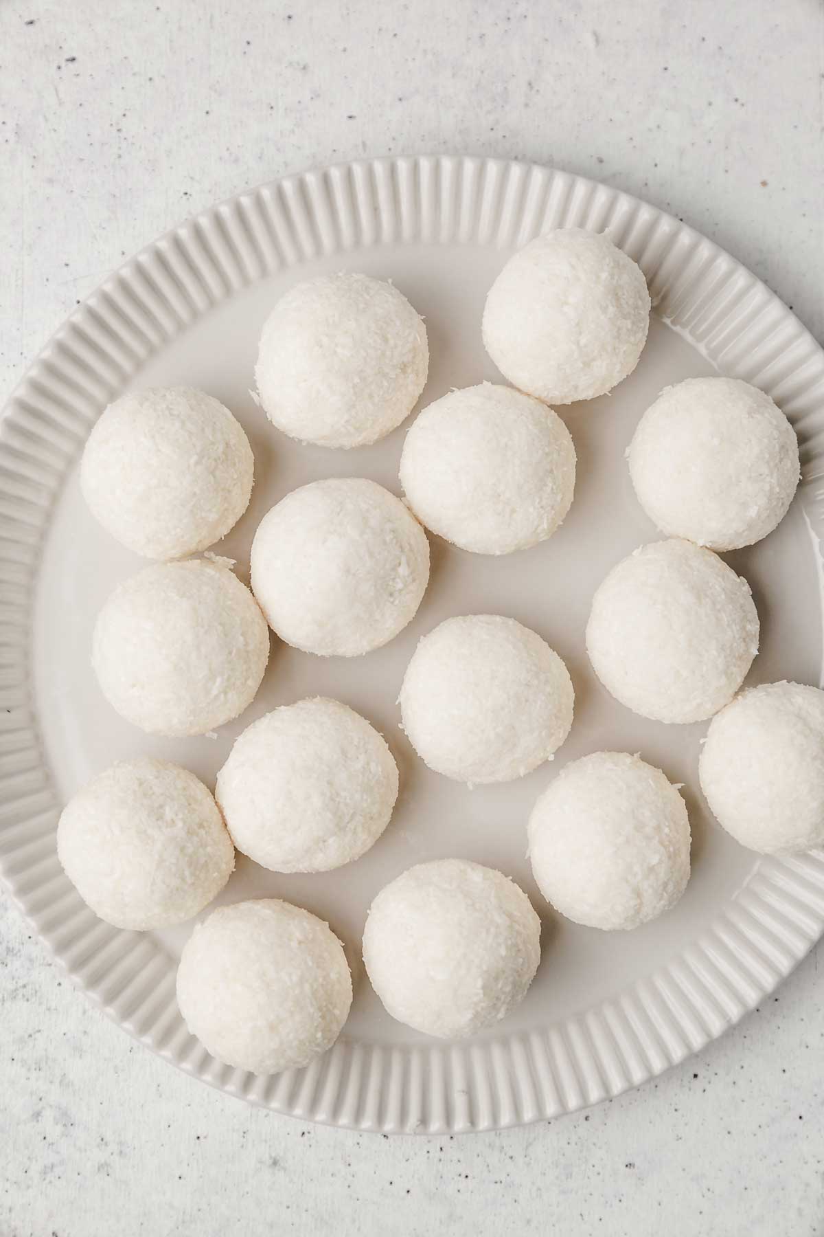 plate with coconut balls