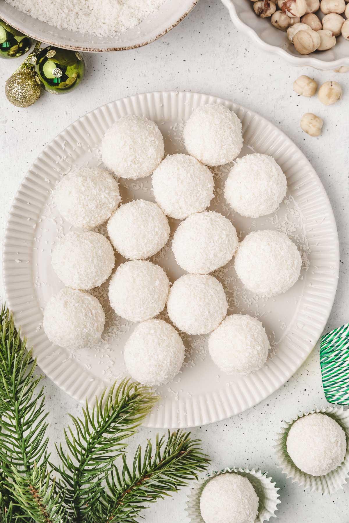 plate with coconut balls
