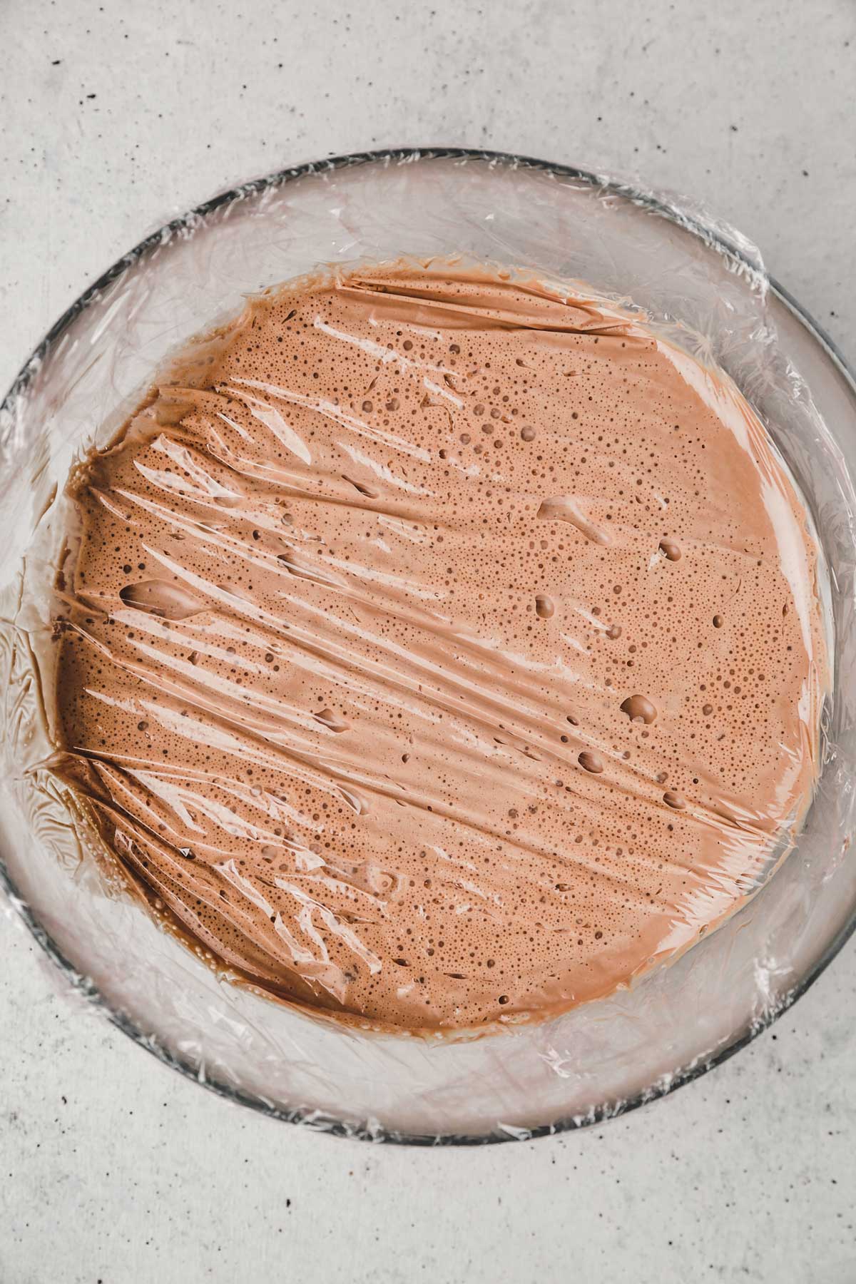 Bowl with milk chocolate ganache