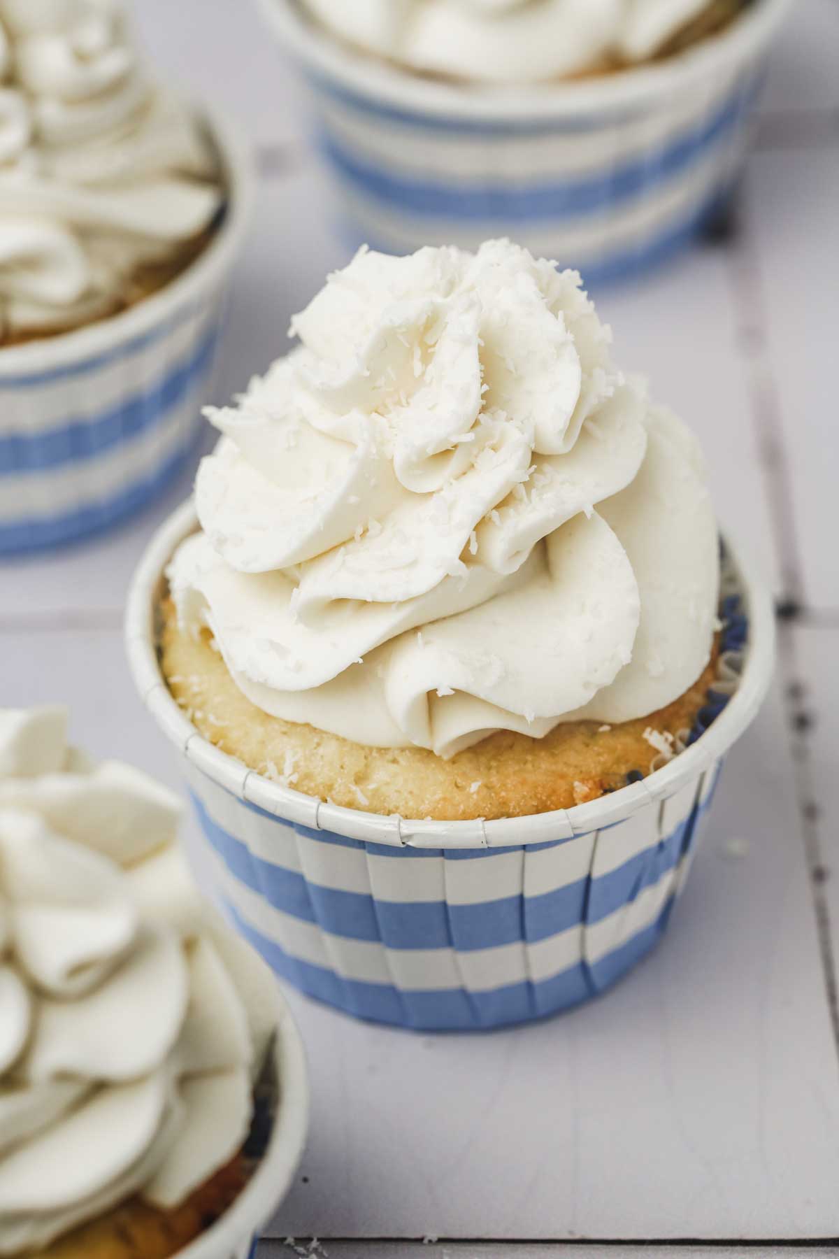 coconut cupcakes on a table