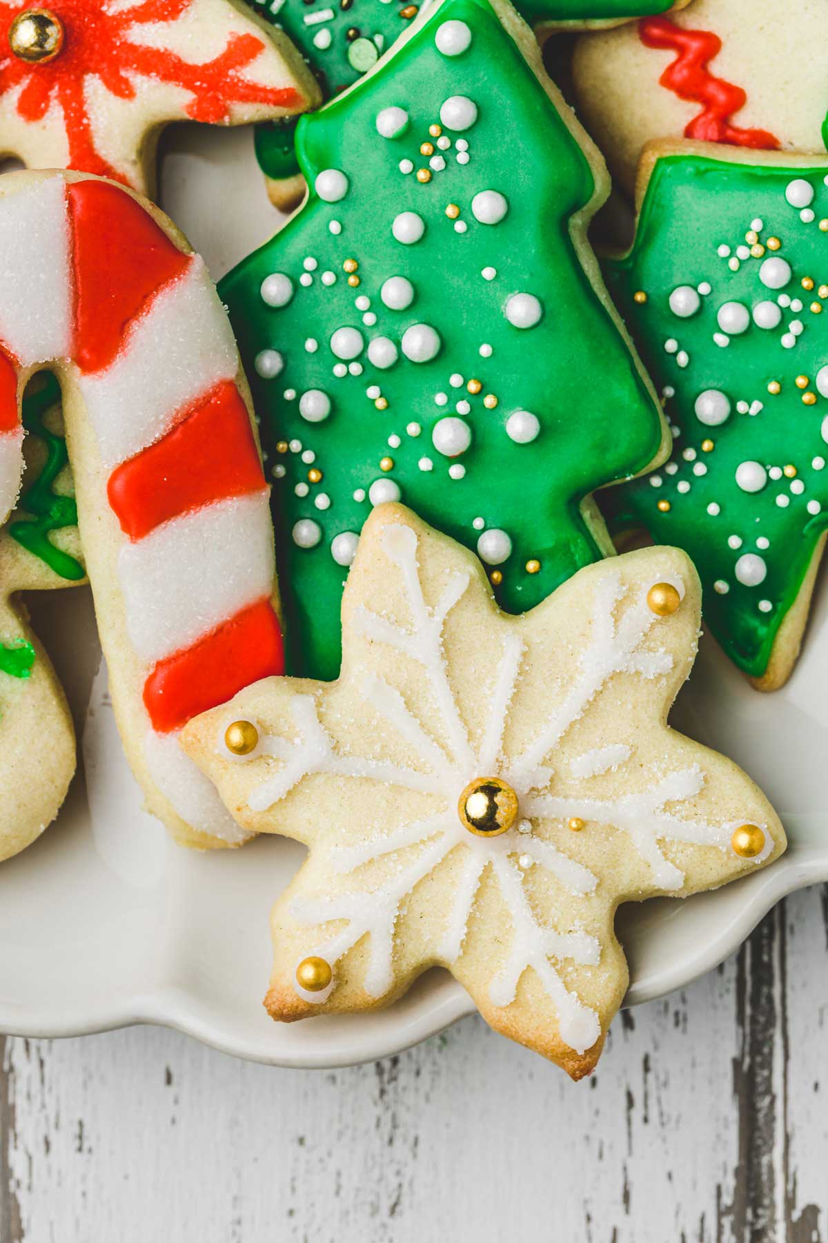 Christmas cookies with royal icing on a plate