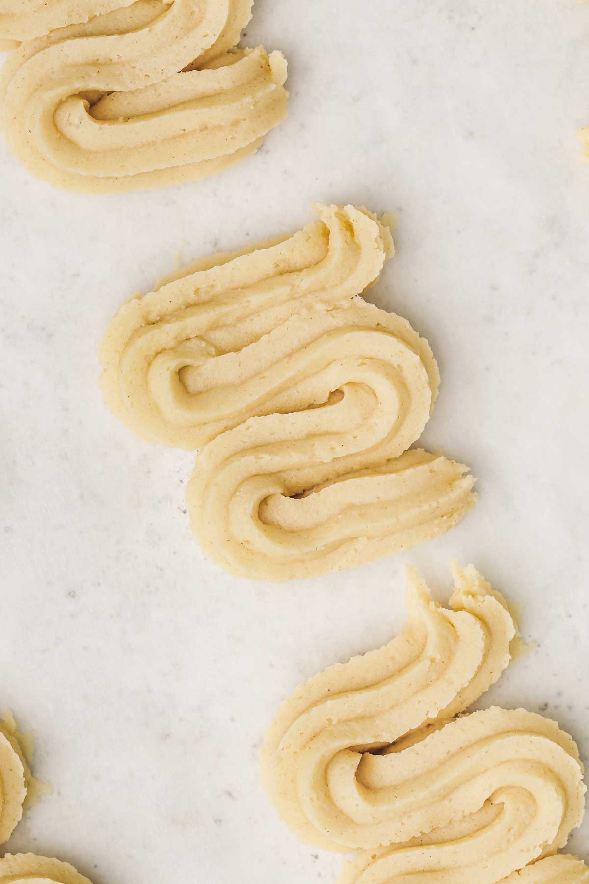 w shaped spritz cookie dough