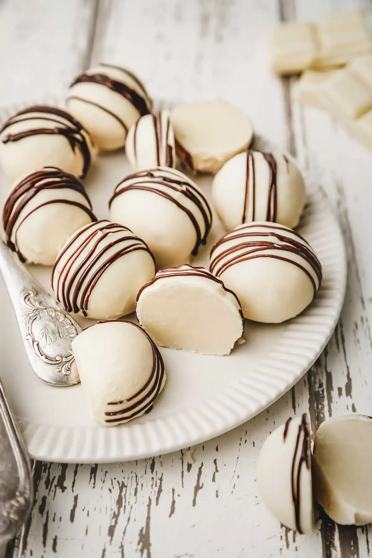 white chocolate truffles on a plate