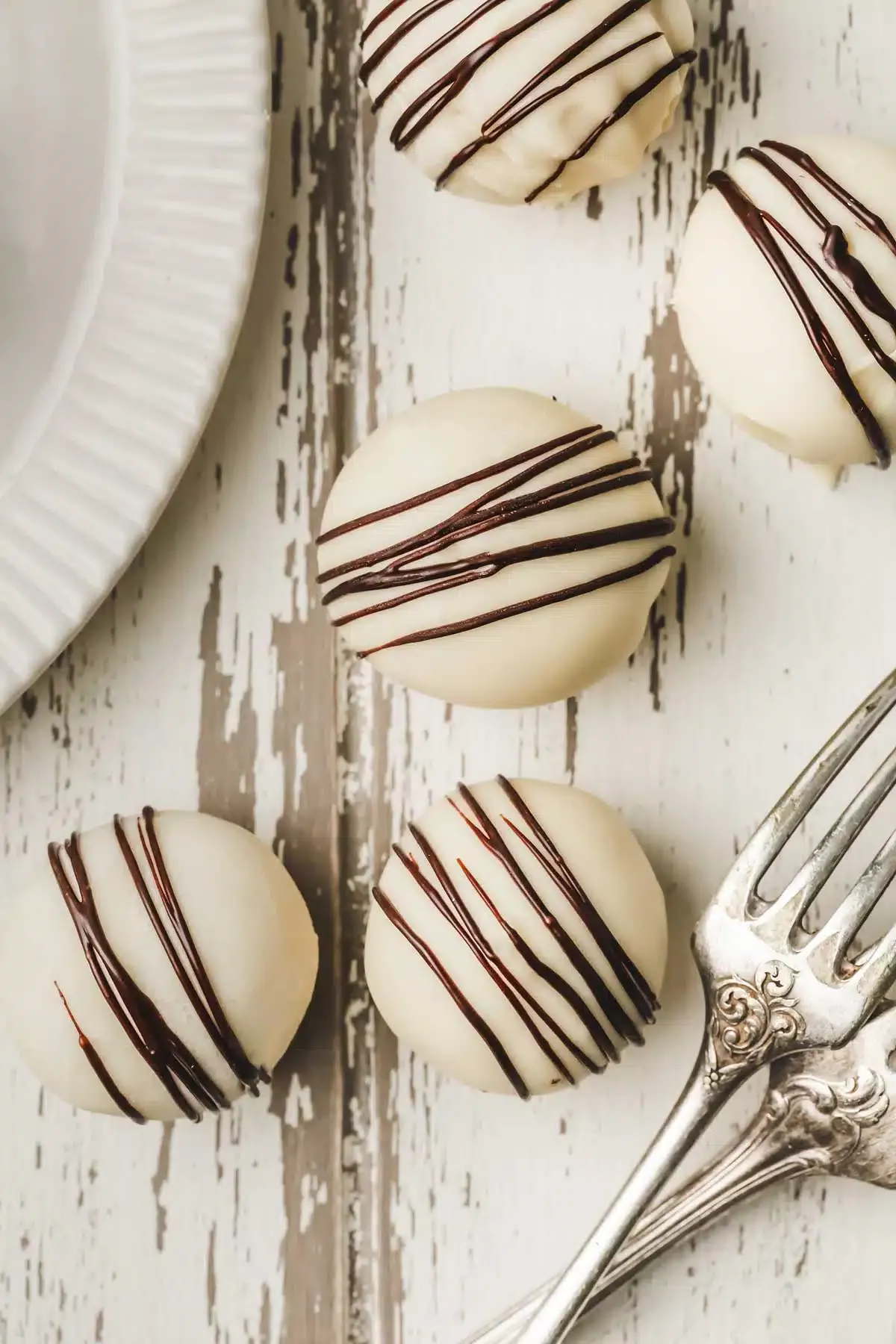 White chocolate truffles on a table