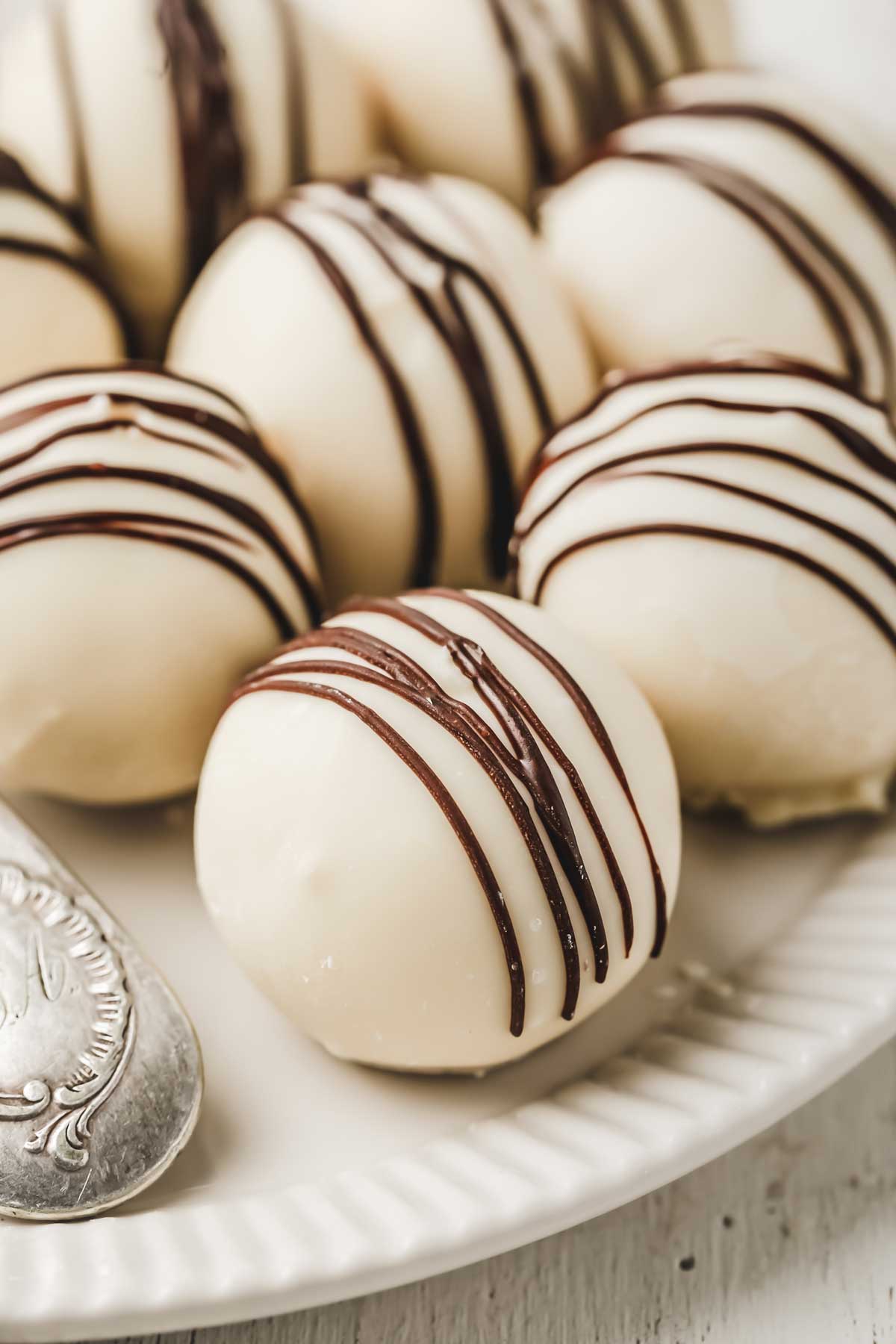 white chocolate truffles on a plate