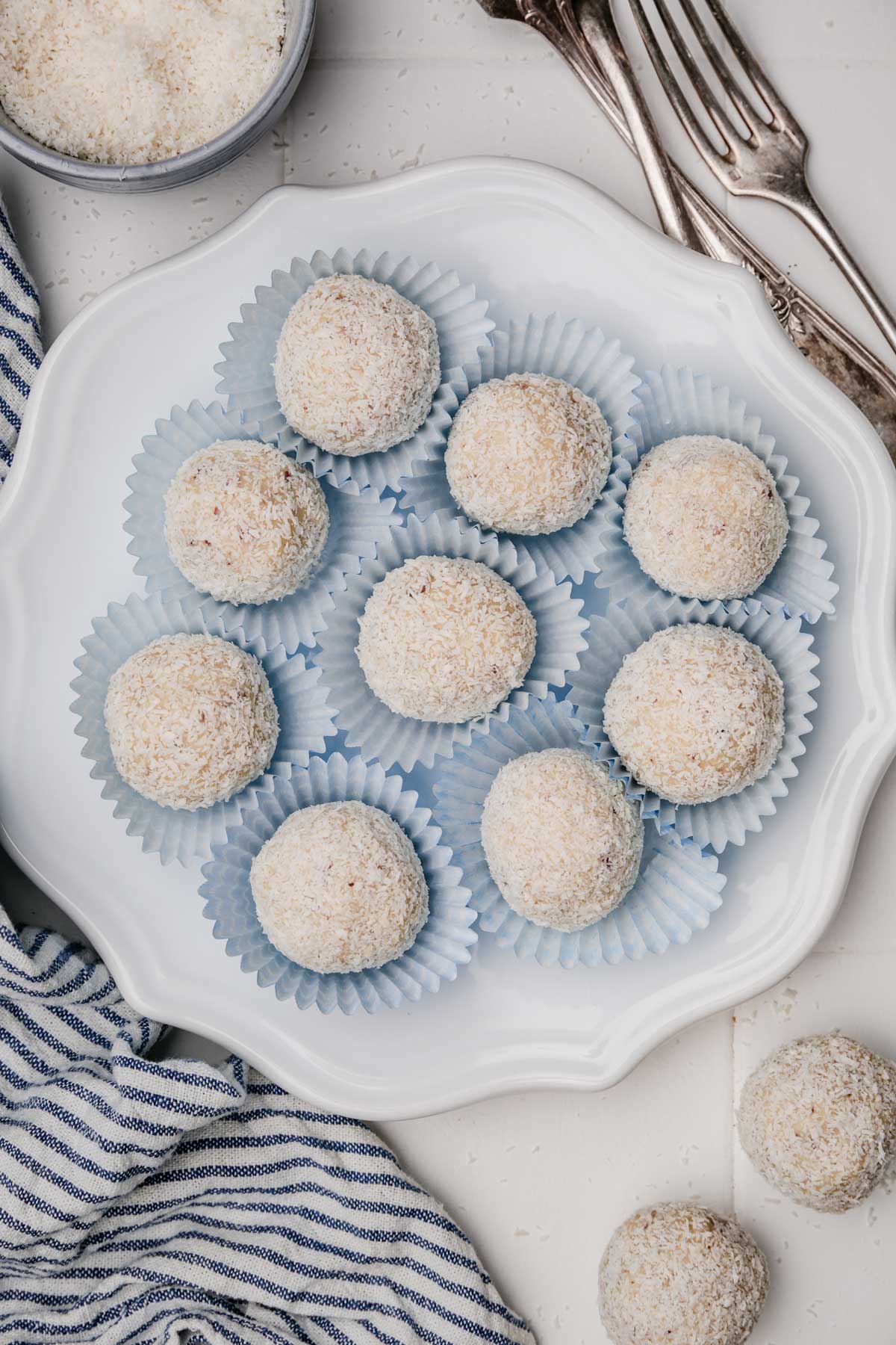 white chocolate truffles on a plate
