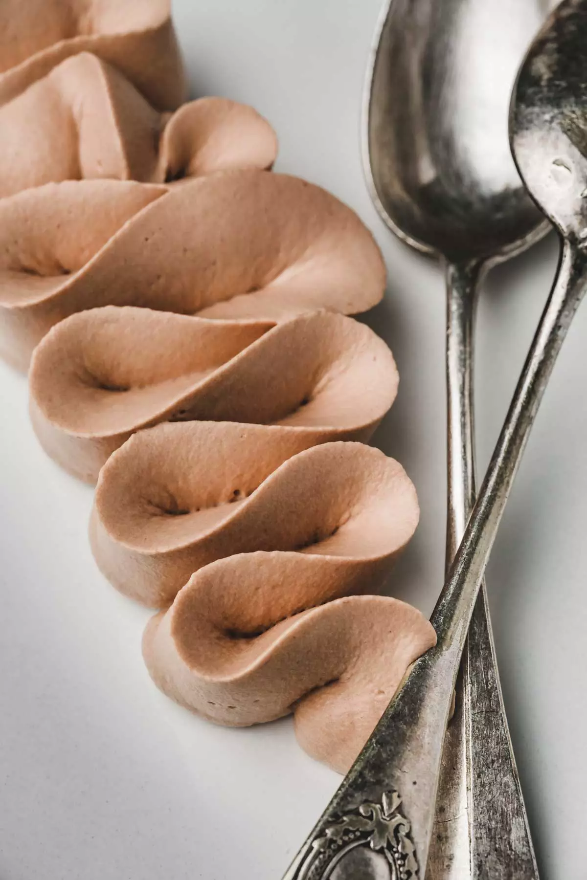 Whipped chocolate ganache on a plate