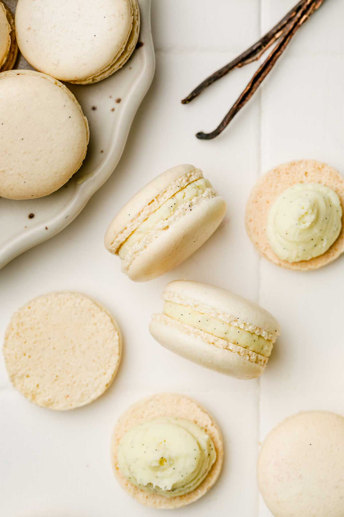 vanilla macaron on a table