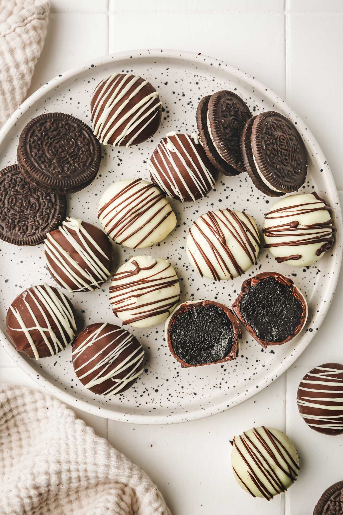 Oreo truffles on a plate