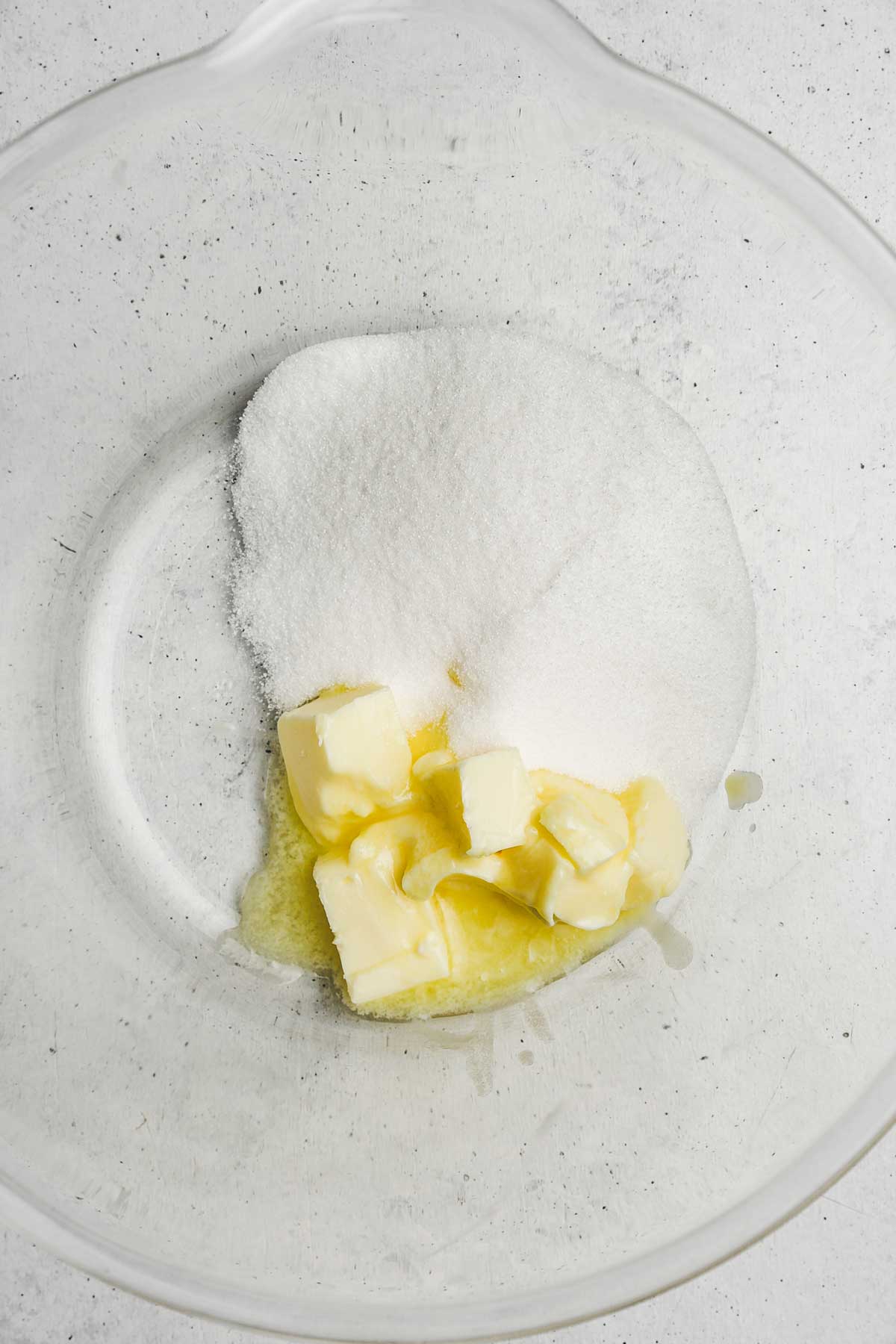 mixing bowl with butter and sugar  