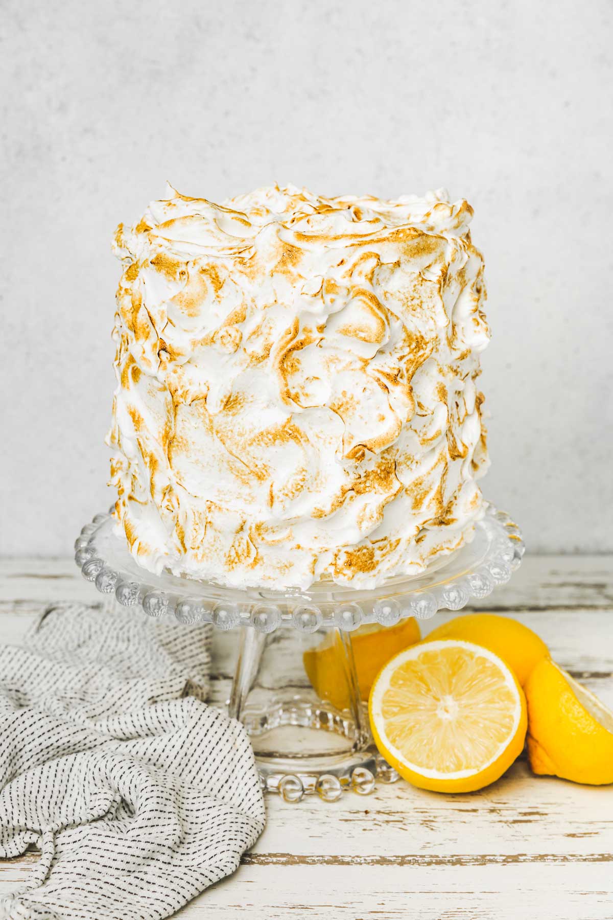 lemon meringue cake on a table