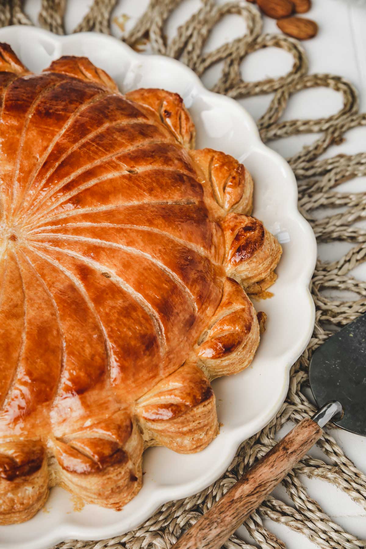 almond pithivier on a large plate