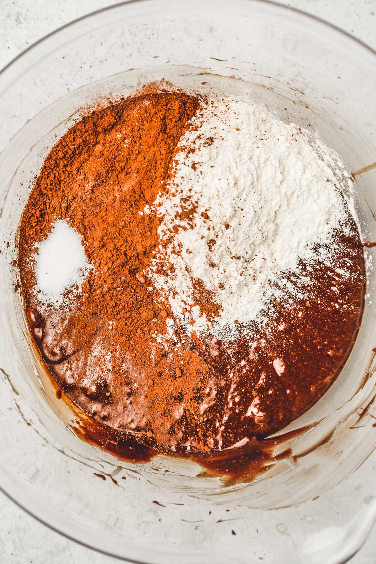 brownies batter with dry ingredients