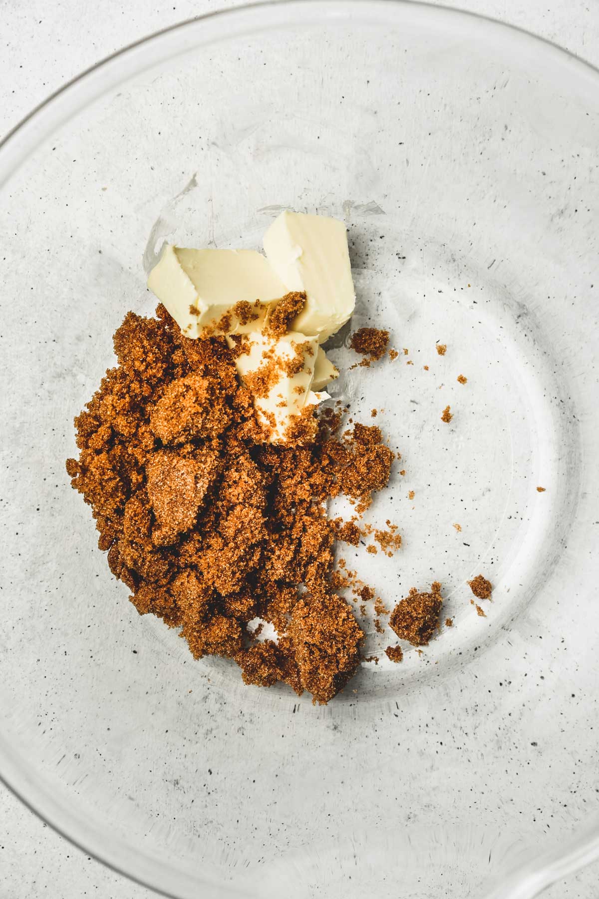 large bowl with butter and brown sugar