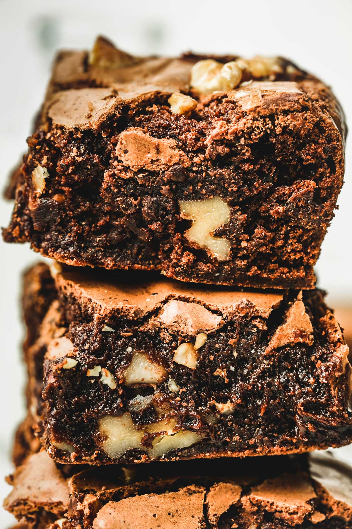 stack of walnut brownies