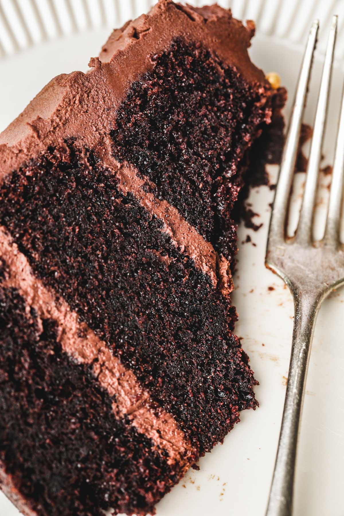 chocolate cake sliced on a plate