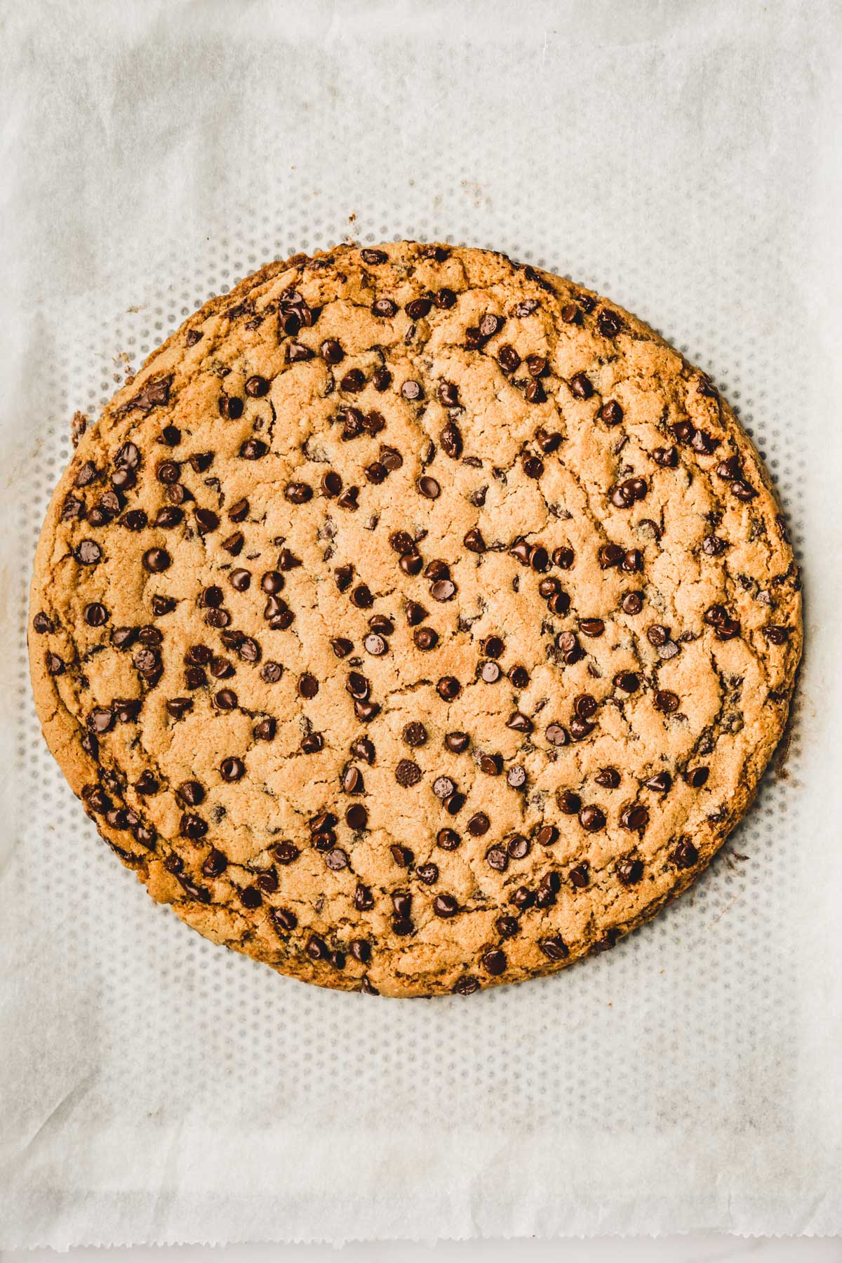 baking sheet with a large cookie