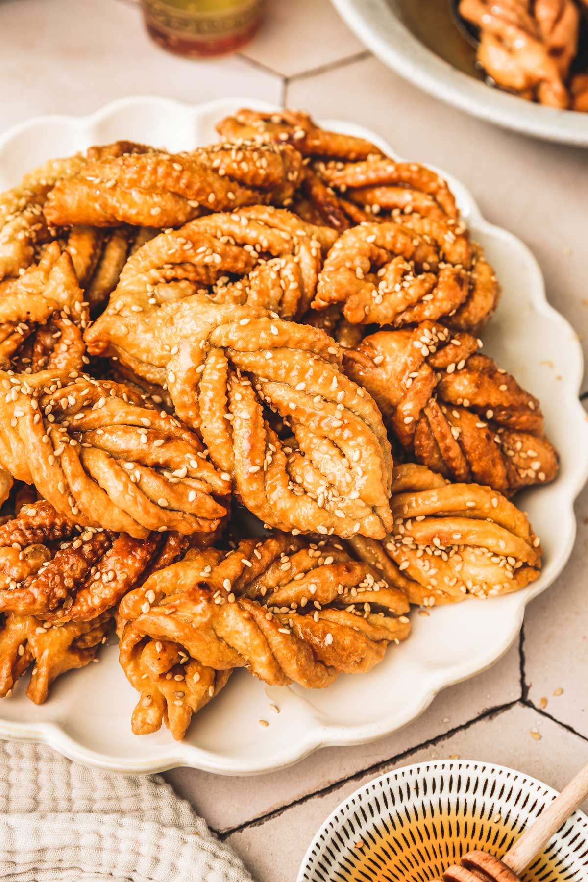 chebakia cookies on a plate