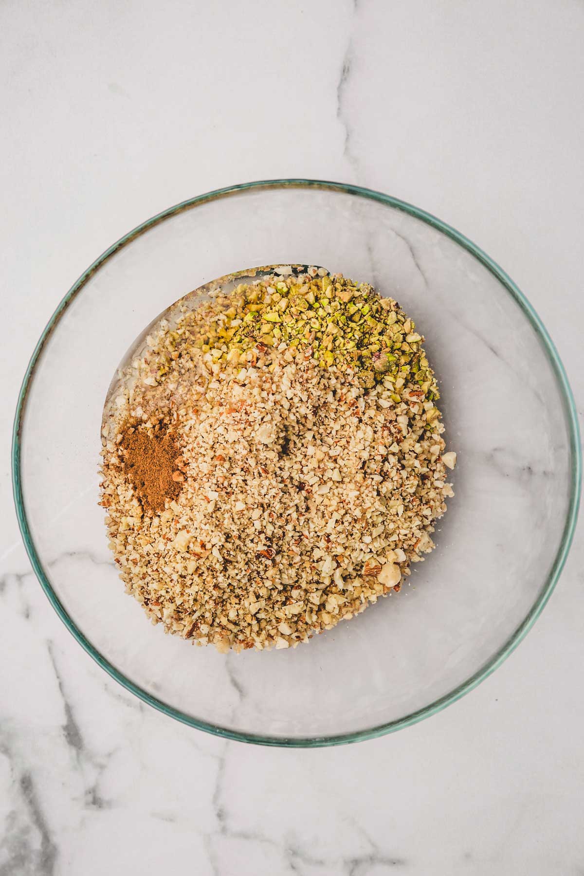 medium bowl with pistachios and almonds 