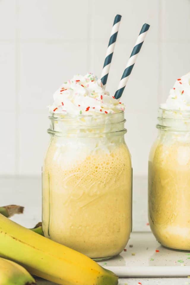 Easy 5 Min Banana Milkshake Recipe With Whipped Cream 7 1 640x960