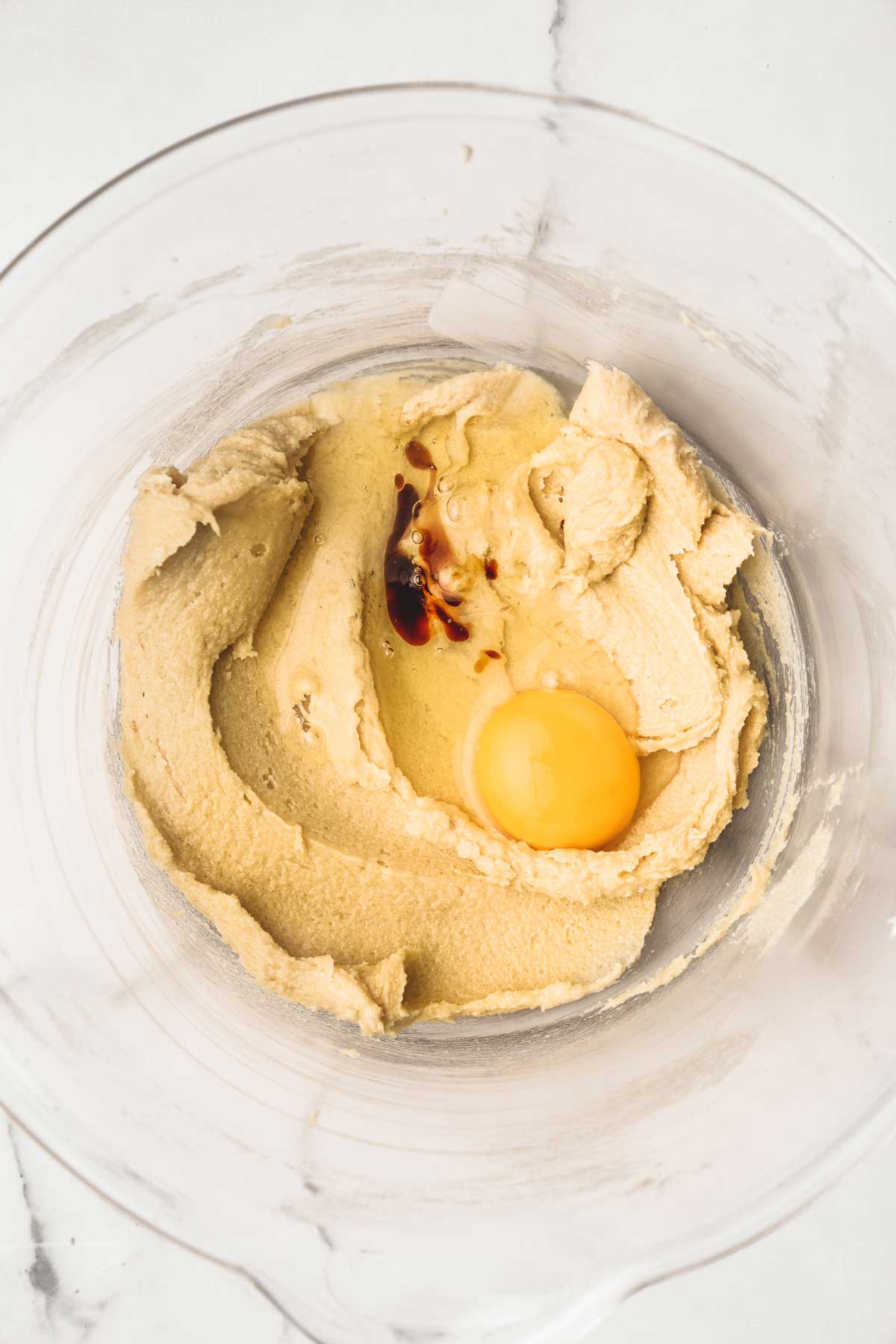 large bowl with creamy butter and egg