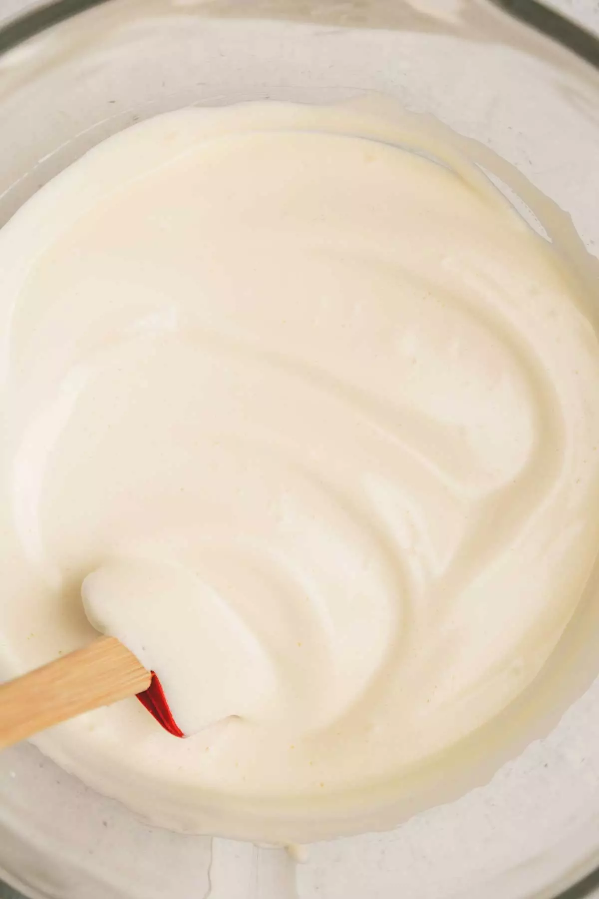 large bowl with whipped egg mixture