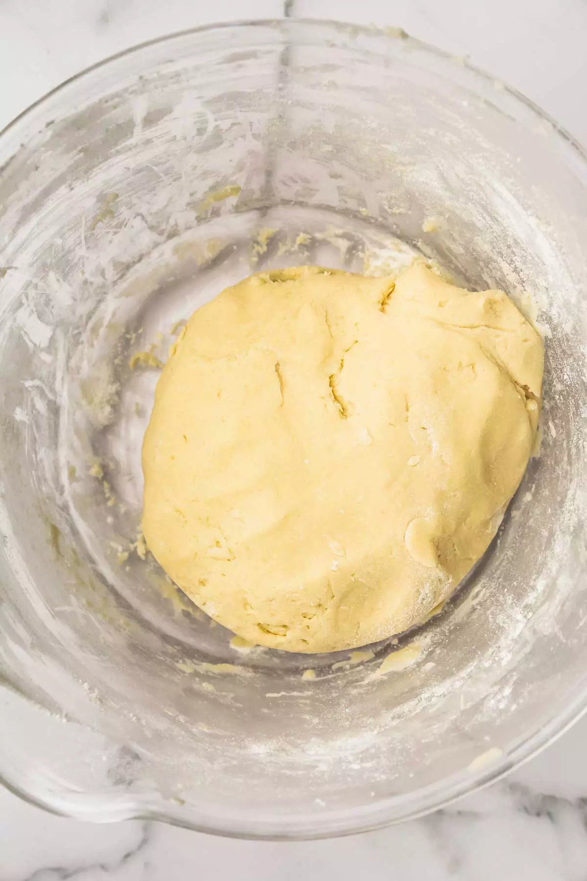 large bowl with a shortbread dough
