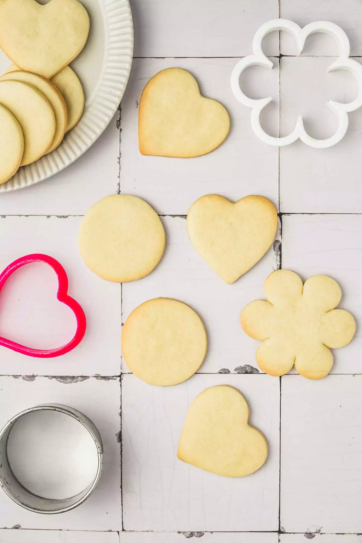 cut out cookies on a table