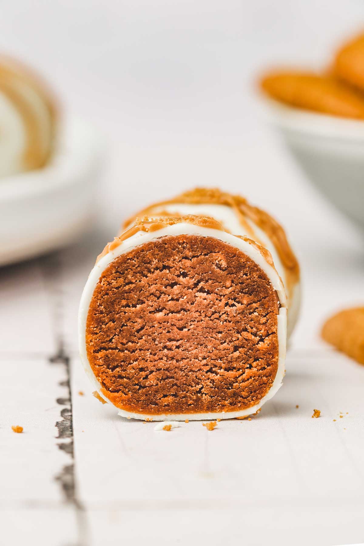 cuted cookie butter balls on a table