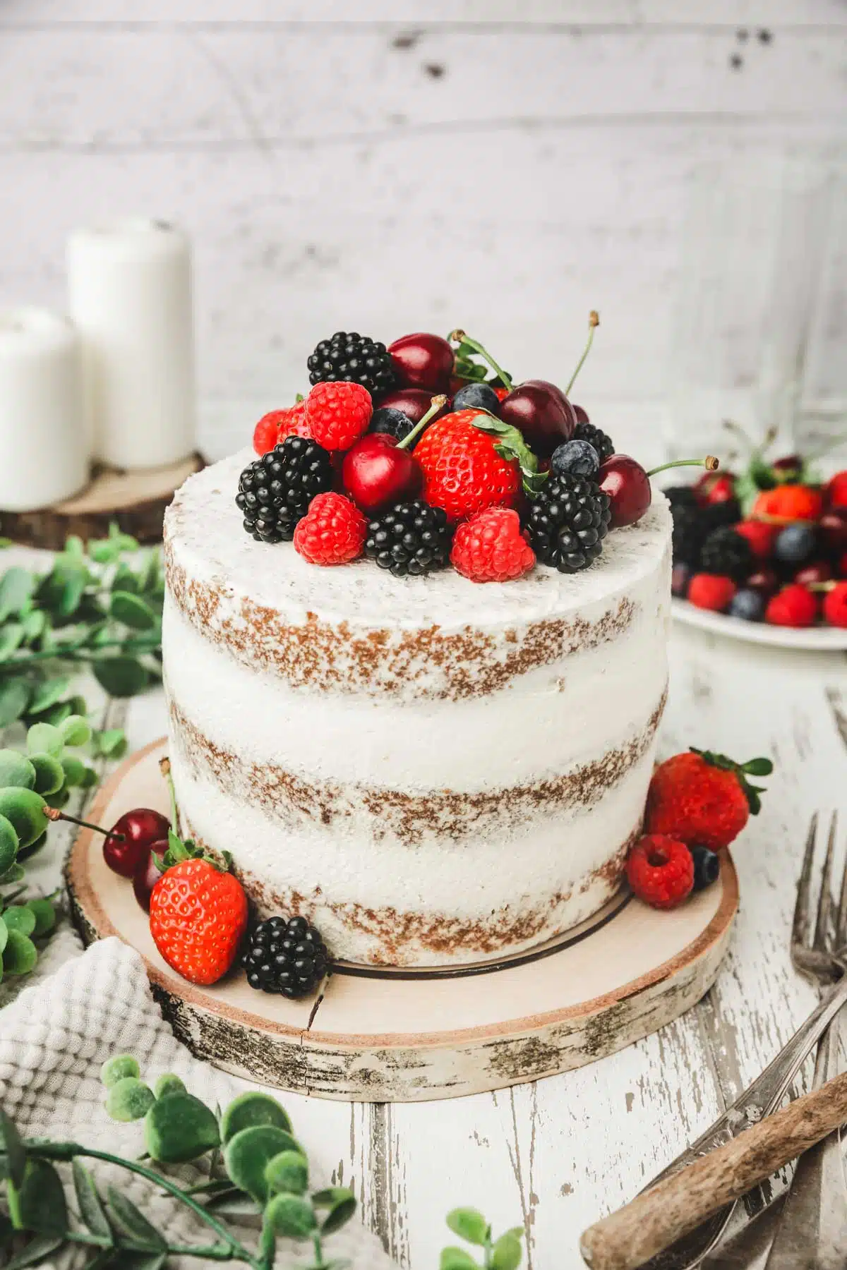 Mixed Berry Layer Cake with Cream Cheese Frosting- The Little Epicurean