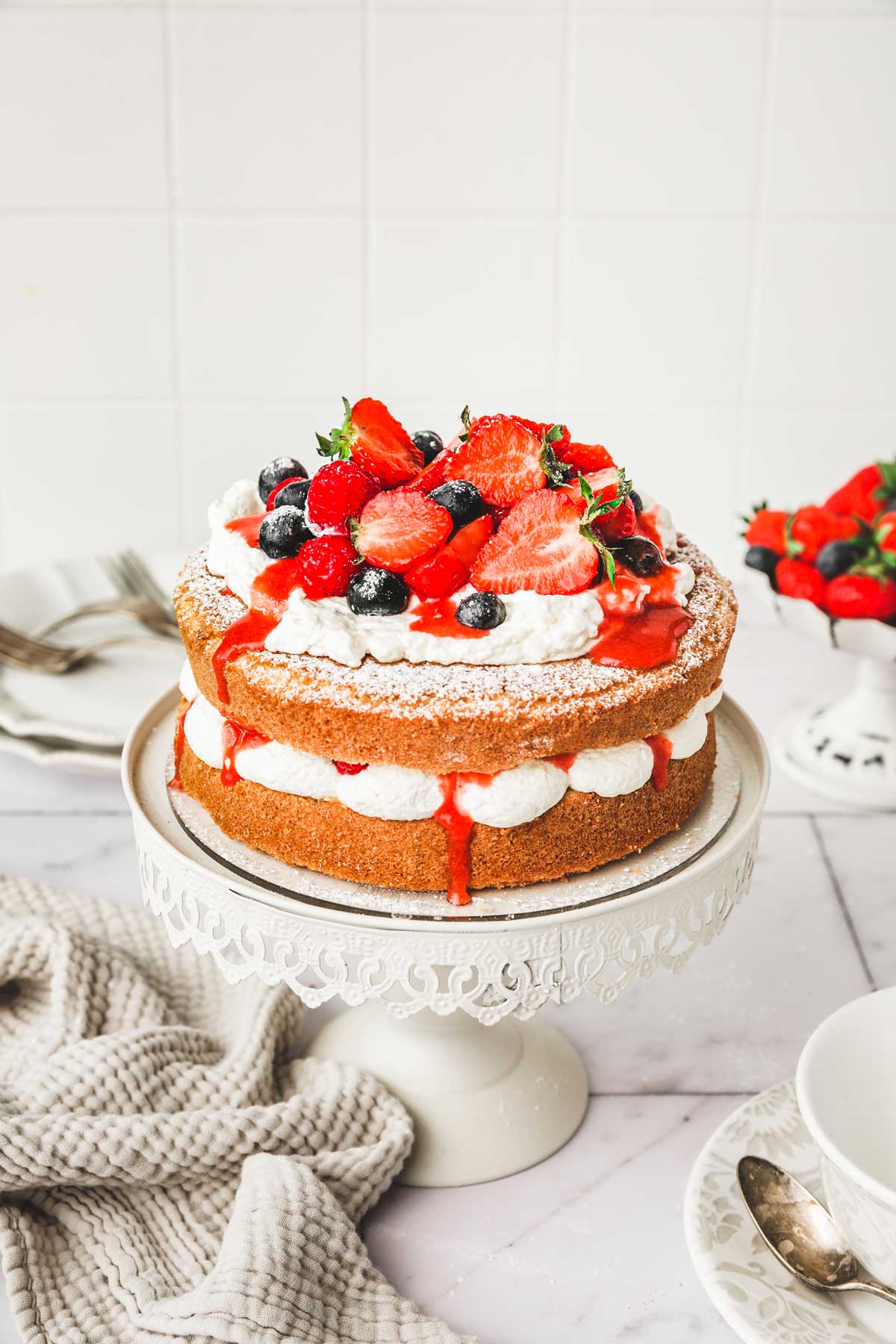 Classic Victoria Sponge Cake with a Jam and Cream Filling
